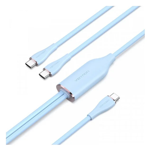 Дата кабель USB-C to 2xUSB-C 1.5m 5.0A Silicone Type Blue Vention (CTMSG)