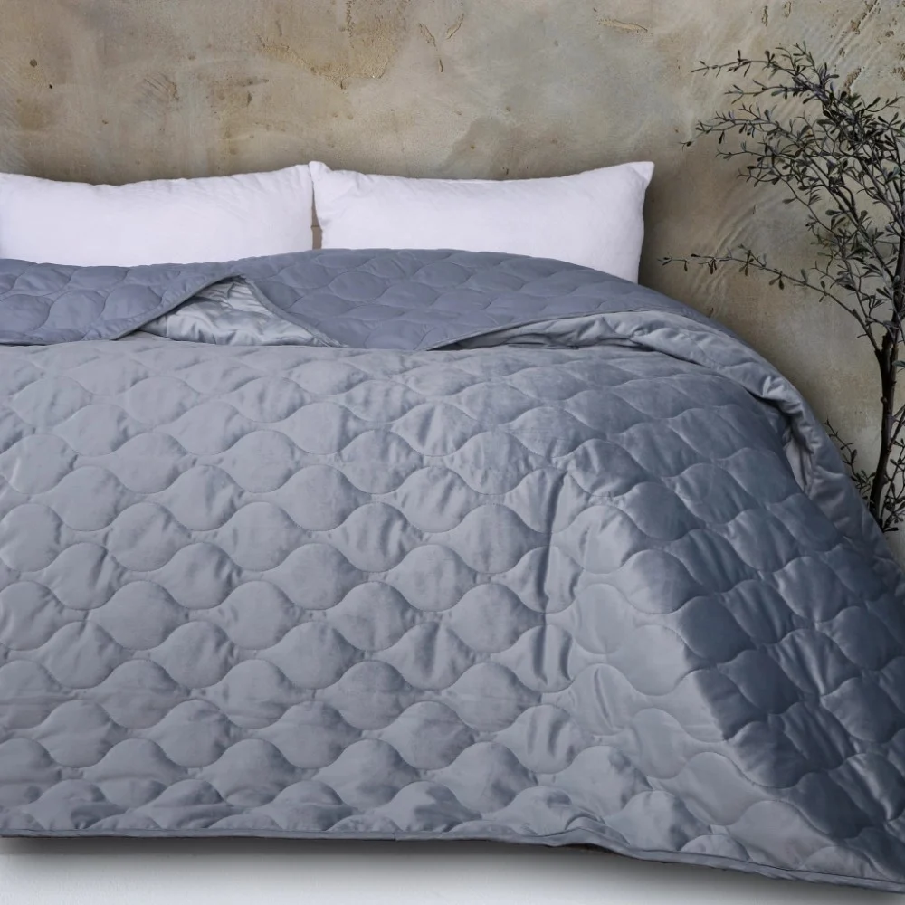 Покривало MirSon №5052 Velor charm Dark grey 200х220 см (2200008376918)