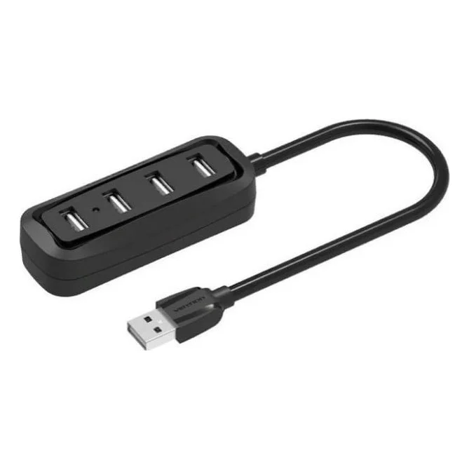 Концентратор Vention USB 2.0 to 4xUSB 2.0 0.15m black (VAS-J43-B015)