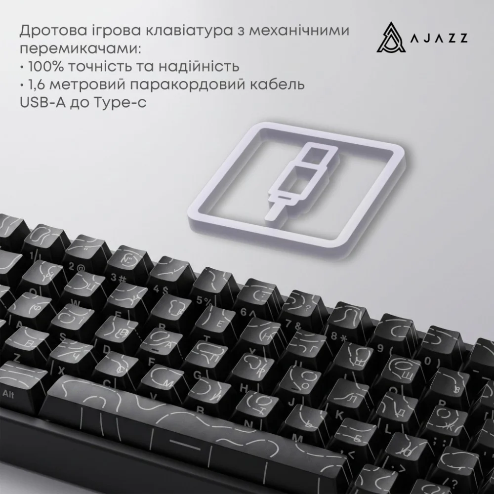 Клавіатура Ajazz NacodeX NK68 V2 Red Switch LED USB UA Black (NK68-V2-R-S-B) — фото 7
