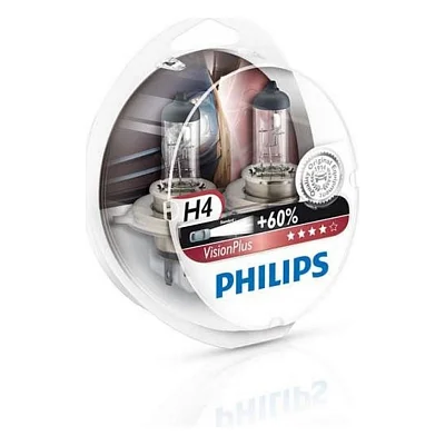 Автолампа Philips H4 VisionPlus, 2шт (12342VPS2)