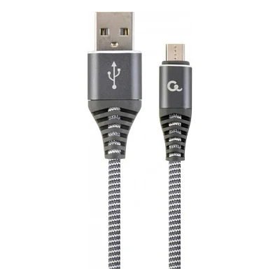 Кабель USB 2.0 - 1.0м AM/Micro-B Cablexpert CC-USB2B-AMmBM-1M-WB2, преміум, 2.1А, серый