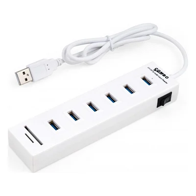 Концентратор Vinga 6xUSB2.0 + card-reader with switch (VCP2H6USBCRSWWH)