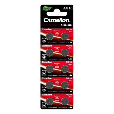 Батарейка AG10 / LR1130 / LR54 / V10GA Alkaline * 10 Camelion (AG10-BP10)