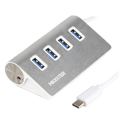 Концентратор Maxxter USB 3.0 Type-C 4 ports silver (HU3С-4P-01)