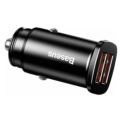 Автомобільний зарядний пристрій Baseus Square metal A+A 30W Black (CCALL-DS01)