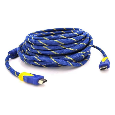 Кабель мультимедійний HDMI to HDMI 1.5m v1.4, OD-8.0mm Blue/Gold Merlion (YT-HDMI(M)/(M)NY/BL-1.5m)