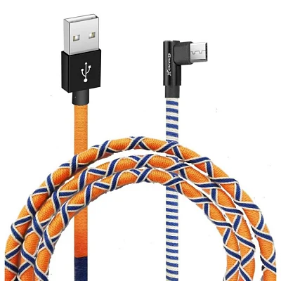 Кабель USB 2.0 AM to Micro 5P 1.0m Orange/Blue Grand-X (FM-08OB)