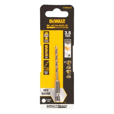 Свердло DeWALT по металу EXTREME IMPACT Black&Gold, HSS-G, 3,5 х 76 х 28,5 мм, 1 шт. (DT20603)