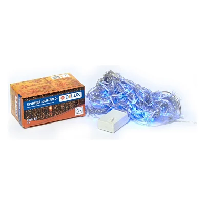 Гірлянда Delux Curtain С 256LED 3х2 м синій/прозорий IP20 (90017996)