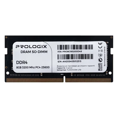 Модуль пам'яті для ноутбука SoDIMM DDR4 8GB/3200 Prologix (PRO8GB3200D4S)