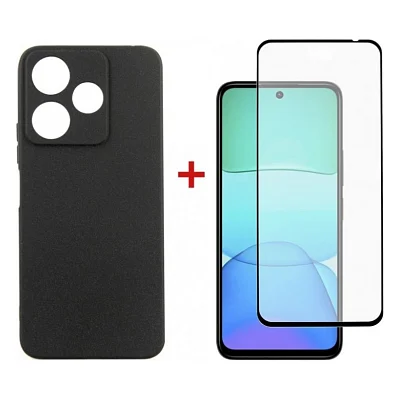 Чохол до мобільного телефона Dengos Xiaomi Redmi 13 4G Carbon + Glass Black (DG-KM-98)