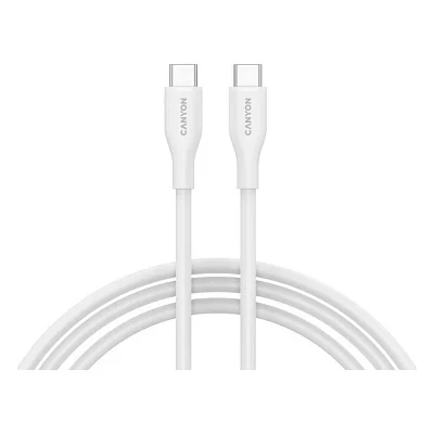 Дата кабель USB-C to USB-C 1.0m CC60SC10 60W Silicon White Canyon (CNS-CC60SC10W)