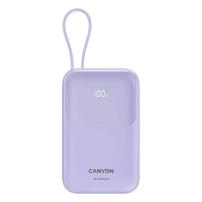 Батарея універсальна Canyon 10000mAh OnPower 101 PD/22.5W built-in cable Purple (CNS-CPB101PU)