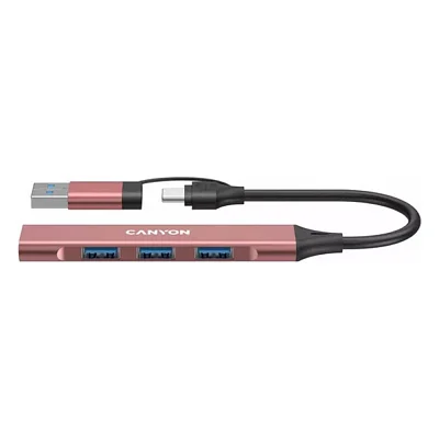 Концентратор Canyon hub DS-02 4in1 USB-A/C Pink (CNS-TDS02P)