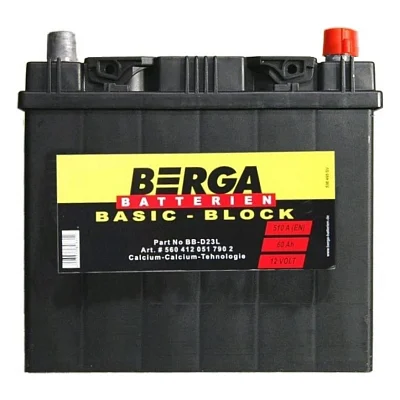 Акумулятор автомобільний Berga Basicblock 60Ah ASIA Ев (-/+) (510EN) (5604120517902)