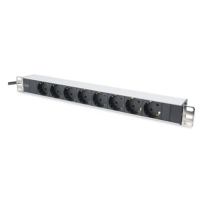 Силовий блок 1U, 8xSchuko, 16A, 250V, вилка Schuko Zpas (DN-95401)