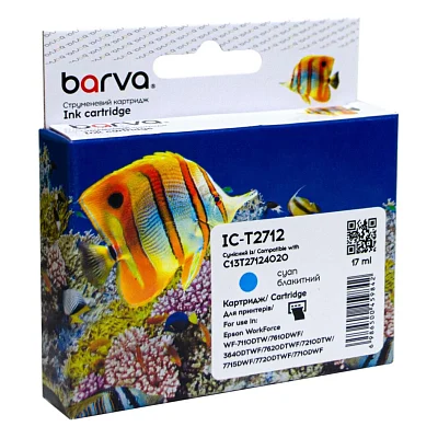 Картридж Barva Epson T2712 27XL (C13T27124020) 1100 c, Cyan (IC-T2712)