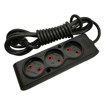 Мережевий подовжувач TECCO 5м 3 розетки black (8681277843310)