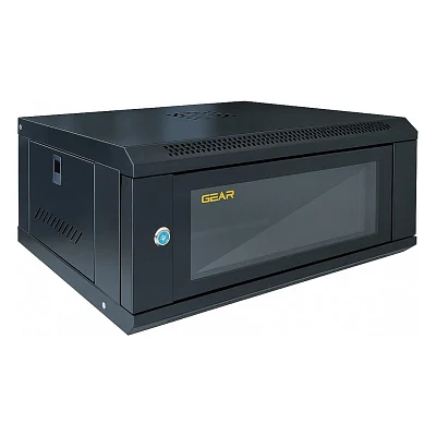 Шафа настінна GEAR 4U 19" 600x450x280 мм, + полка 19", black (GWMSN-4U-600-450)