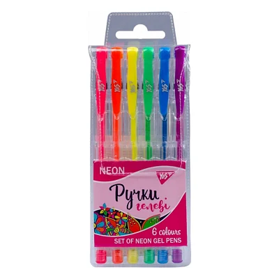 Ручка гелева Yes Neon набір 6 шт (411706)