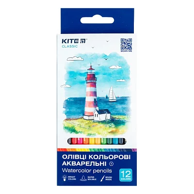 Олівці кольорові Kite Classic акварельні, 12 кольорів (K-1049)