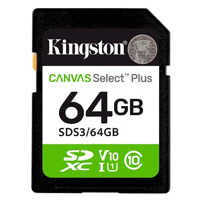 Карта пам'яті Kingston 64GB SDXC сlass 10 UHS-I U1 V10 Canvas Select Plus (SDS3/64GB)