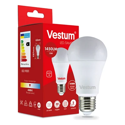 Лампочка Vestum A65 15W 4100K 220V E27 (1-VS-1101)