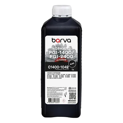 Чорнило Barva Canon PGI-1400/PGI-2400 1 л, special pigment, black (C1400-1042)