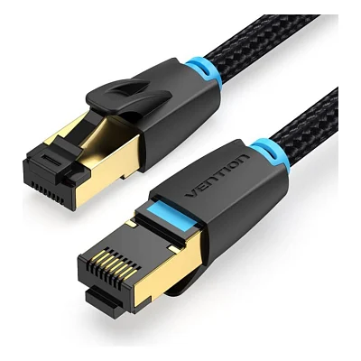 Патч-корд 1м, S/FTP cat 8 RJ-45 COPPER black Vention (IKGBF)