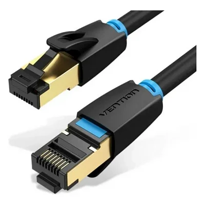 Патч-корд 10м, S/FTP cat 8 RJ-45 black Vention (IKABL)