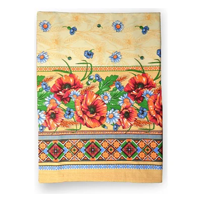 Скатертина Home Line рогожка Маки та ромашки, 150х220 см (129269)