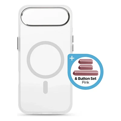 Чохол до мобільного телефона Armorstandart Unit MagCase Apple iPhone 17 Air Clear Silver + Pink Button Set (ARM90584)