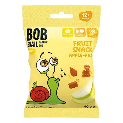 Дитячі снеки Bob Snail фруктові яблуко-груша 40 г (1740858)