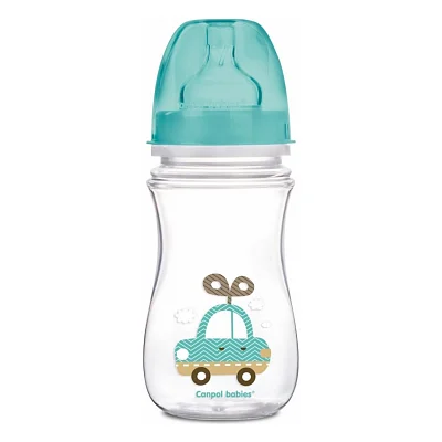 Пляшечка для годування Canpol babies антиколькова EasyStart - Toys з широким отвором 240 мл (35/221_blu)