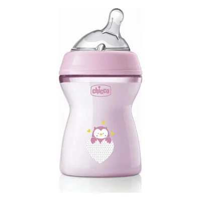 Пляшечка для годування Chicco Natural Feeling силікон середній потік 250мл рожева (81323.10)
