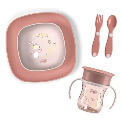 Набір дитячого посуду Chicco Set Pappa 12 м+ Рожевий (16201.15)