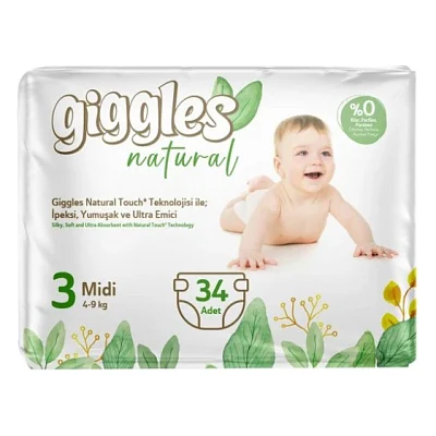 Підгузки Giggles Natural 3 Midi 4-9 кг 34 шт (8680131206391)