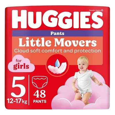 Підгузки Huggies Little Movers/Pants 5 (12-17 кг) для дівчаток 48 шт (5029053547626)