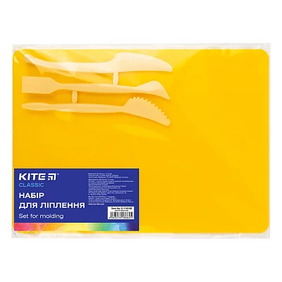 Дошка для пластиліну Kite набір Classic дошка + 3 стеки, жовтий (K-1140-08)