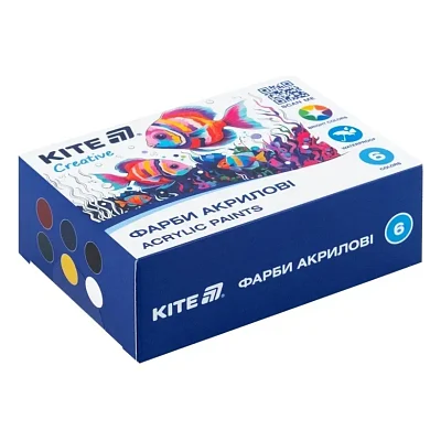 Акрилові фарби Kite Creative 6 кольорів, 20 мл (K-271)