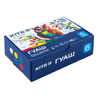 Гуашеві фарби Kite Classic 6 кольорів х 20 мл (K-062)
