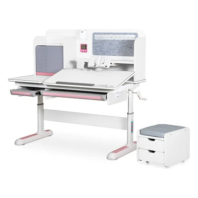 Парта Mealux Winnipeg Multicolor Plus WG Pink (BD-630 WG+PN з тумбою)