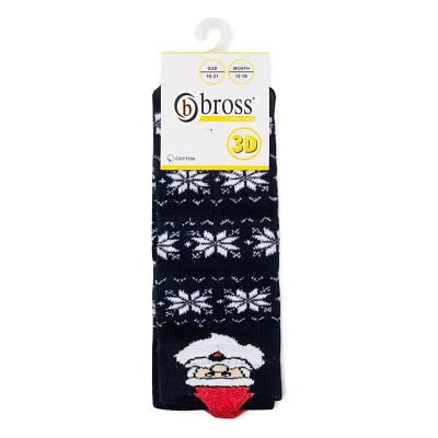 Шкарпетки дитячі Bross новорічні зі Святим Миколаєм (21248-12-18-blue)
