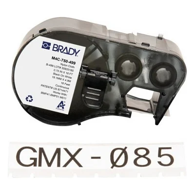 Стрічка для принтера етикеток Brady M4C-750-499, безперервна стрічка, 19.05 mm ? 4.88 m, black on white, нейлон (170795)