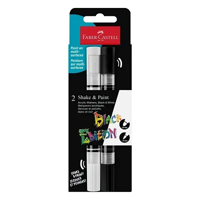 Набір маркерів Faber-Castell акриловий двобічний Black Edition Shake & Paint Acrylic Marker, 2 кольори чорний+білий (33104)