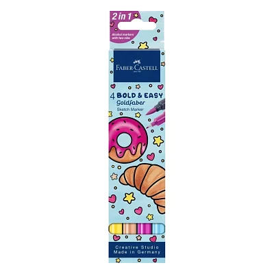 Художній маркер Faber-Castell двосторонніх Goldfaber Sketch Markers Bold and Easy, 4 кольори (32994)