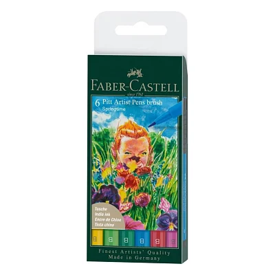 Лайнер Faber-Castell набір капілярних ручок пензликів PITT Artist Pens Brush Springtime, 6 кольорів (32107)