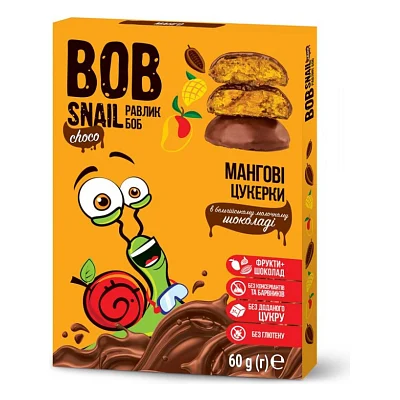 Цукерка Bob Snail манго в молочному шоколаді 60 г (4820219341352)