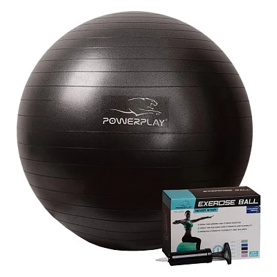 М'яч для фітнесу PowerPlay 4001 65см Чорний + помпа (PP_4001_65_Black)